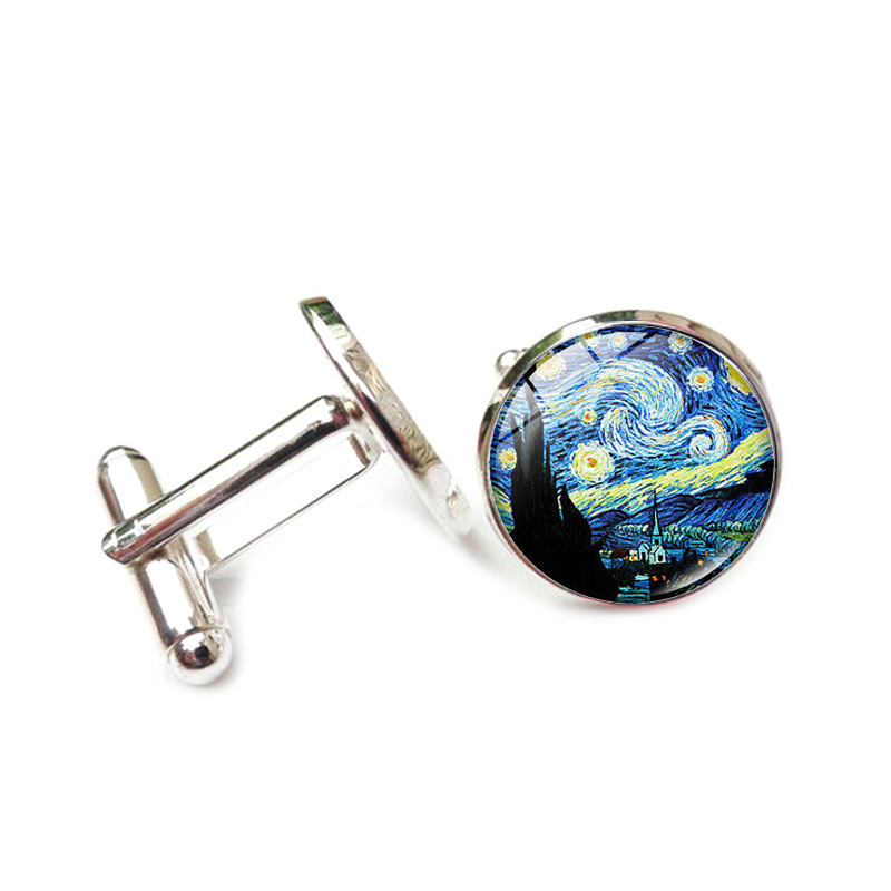 10g Weight Cufflinks Classification 1 Pair Quantity Business, Daily Occasion Alloy Material Oil Painting Pattern Unisex Gender Plating Design Casual, Artistic Style 1 Pair Casual Artistic Oil Painting Alloy Plating Unisex Cufflinks 7