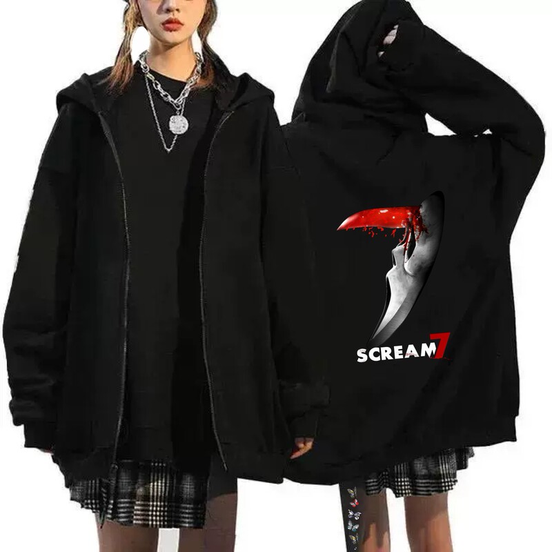 2025 New Cross-Border Men's and Women's Zip-Up Sweatshirt Scream Ghostface Scream Hoodie Jacket 2025 New Cross-Border Men's and Women's Zip-Up Sweatshirt Scream Ghostface Scream Hoodie Jacket