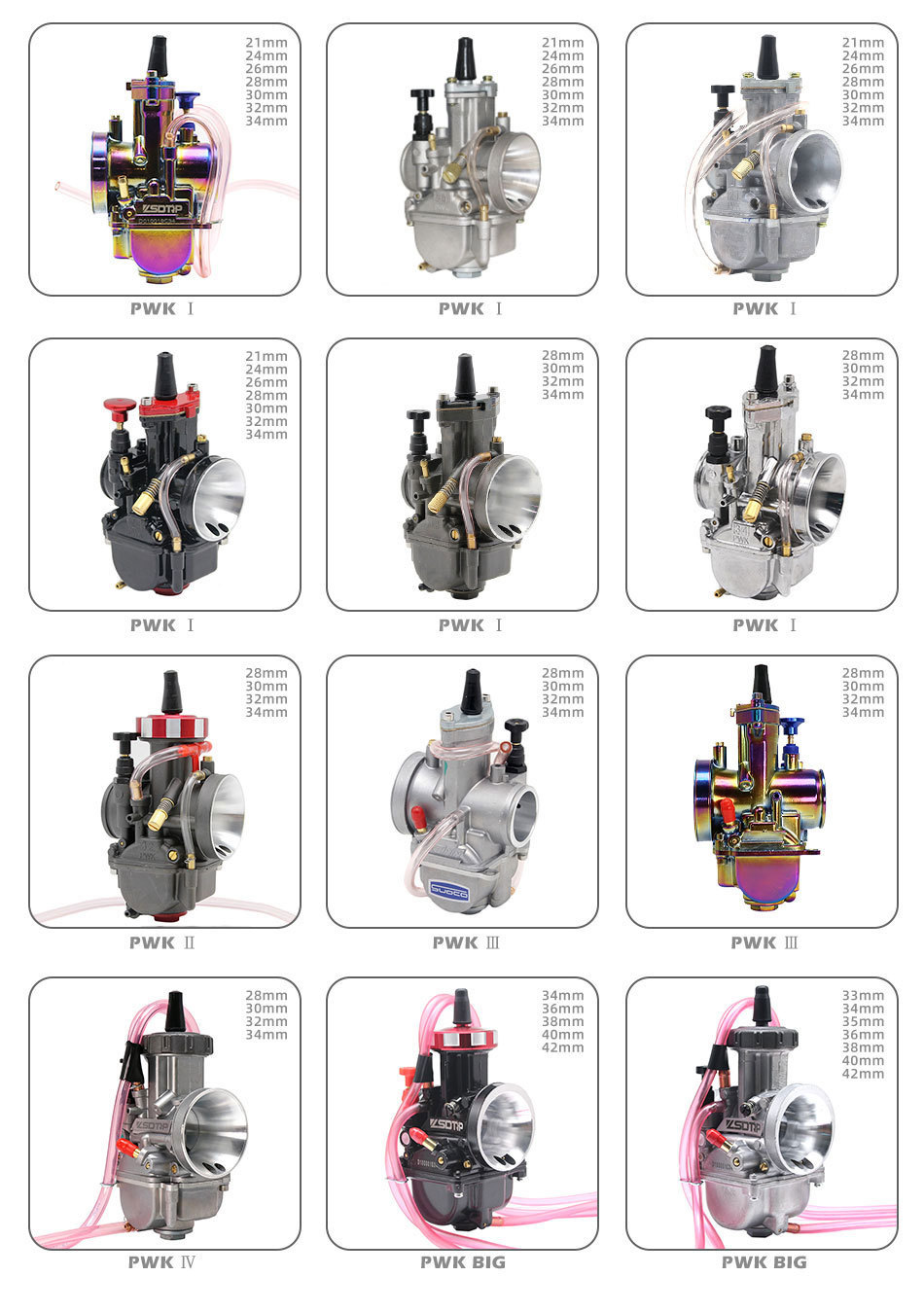 Atv Motorcycle Modification Parts Carburetor Pwk 21 24 26 28 30 32 34 mm Sandblasted Model Carb