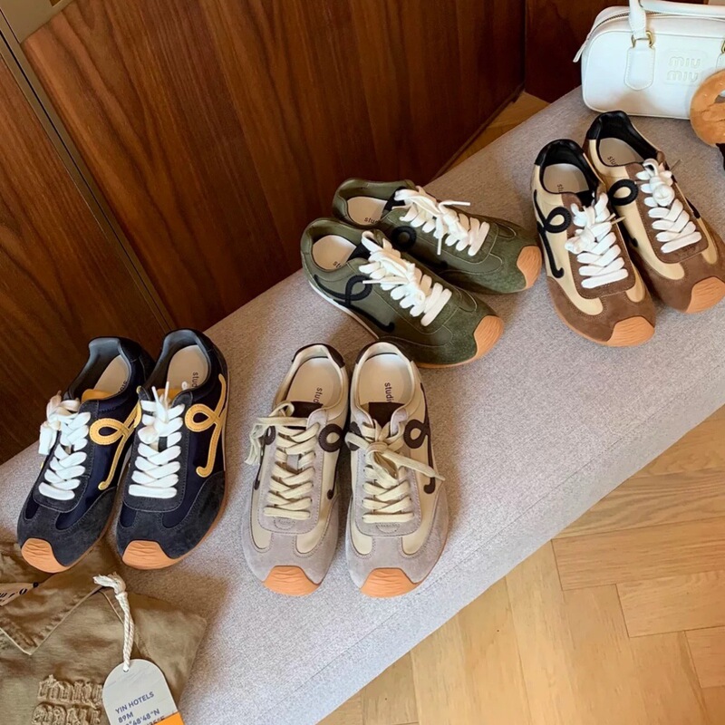 Cute Little Tilted-Top Height-Increasing German Training Shoes for Women, 2026 New Korean Style Lace-Up Casual Sneakers, Genuine Leather Forrest Gump Shoes