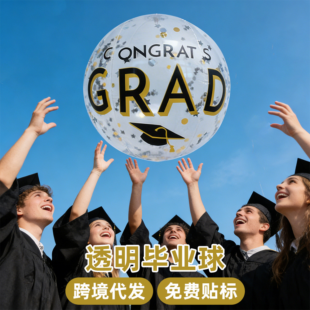 Temu Ultra-Transparent Graduation Ceremony Beach Inflatable Ball Water Outdoor Toy Ball Graduation Inflatable Transparent Beach Ball