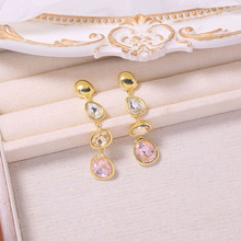 甜美小清新耳饰品韩版时尚糖果色长款耳环气质女几何五彩水晶耳坠