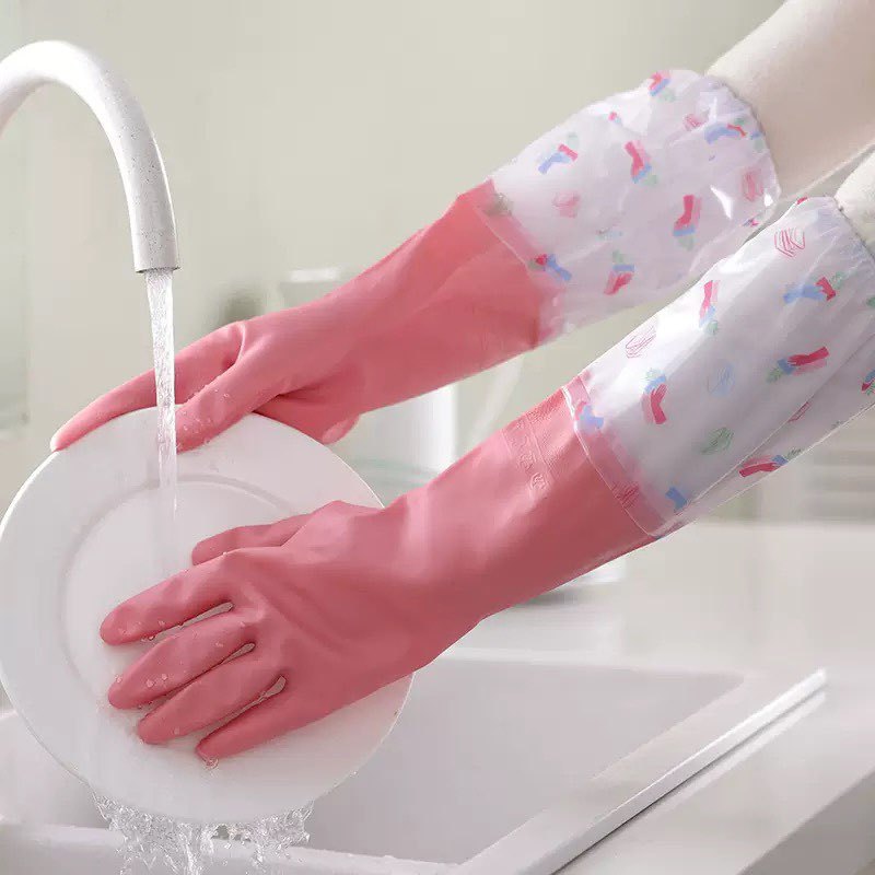 Hausarbeit Herbst Winter Geschirrspülen Küchenreinigung Wasserdicht Strapazierfähig Fleecegefüttert Verdickt Wäschehandschuhe Extra Lang_voghion.com