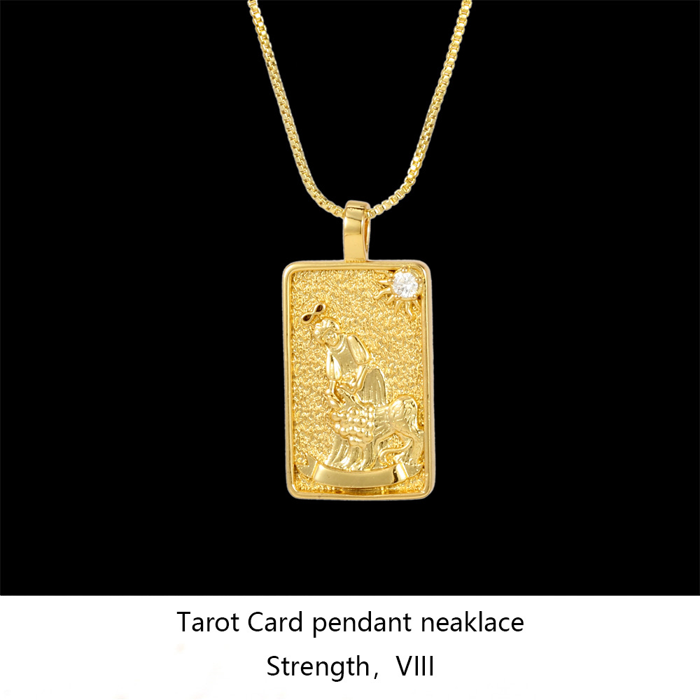 Nuevo nórdico Salomón tarot collar ins moda punk estilo hip hop hombres y mujeres collar con diamante cuadrado collar