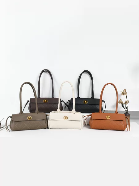 2026 New Cross-Border Diamond Pattern Lychee Texture Baguette Underarm Bag, Light Luxury Vintage Commuting Single-Shoulder Handbag for Women