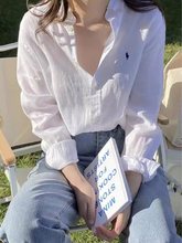 白色棉麻衬衫女春秋款休闲宽松显瘦长袖外搭亚麻上衣