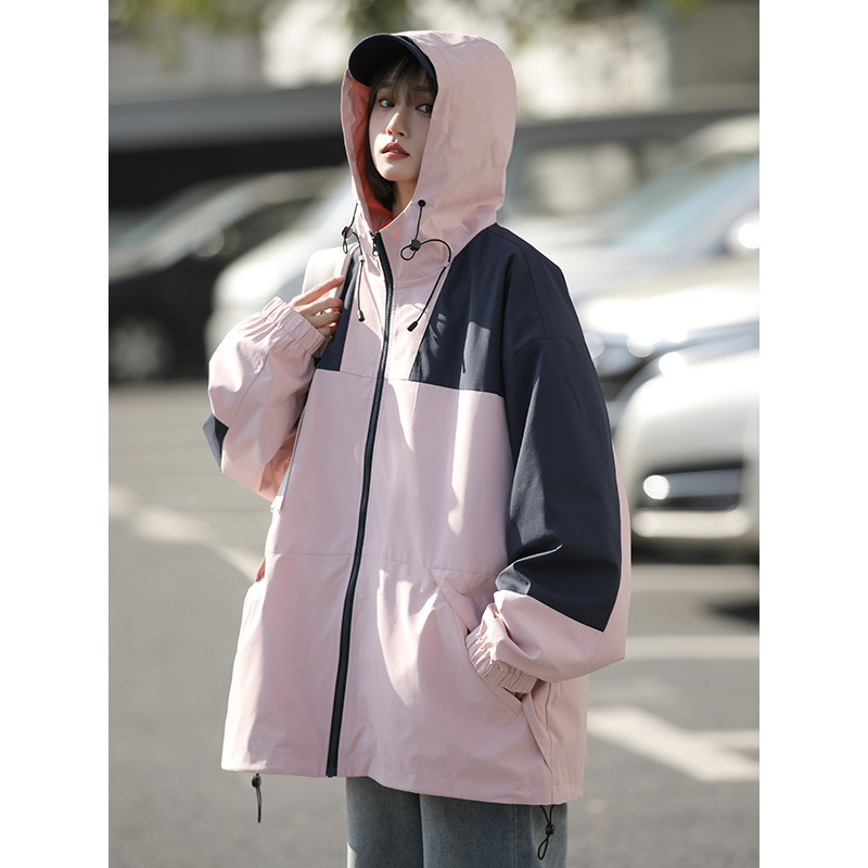 Demi-season travel windproof waterproof jacket with hood