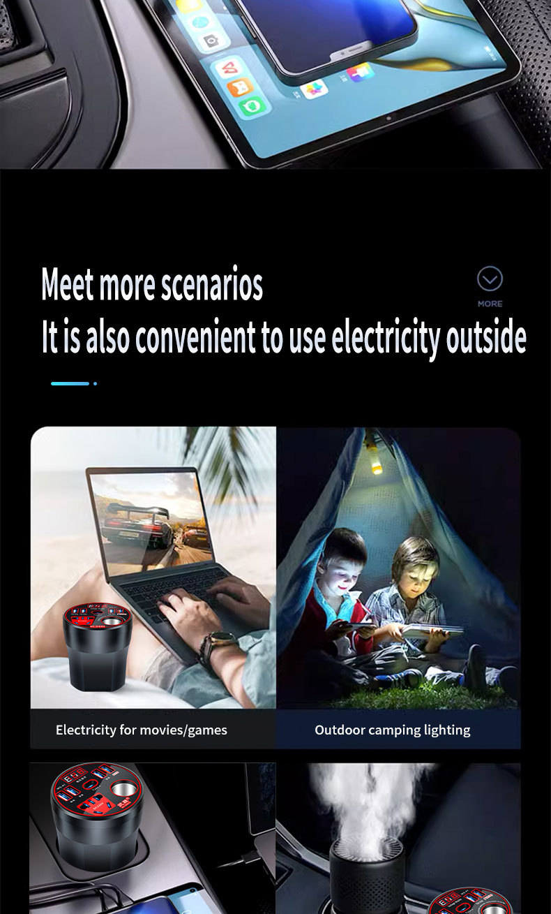 Car Inverter 12V24V to 220V Power Converter Multi-Function Car Socket Charger Mobile Phone Fast Charging