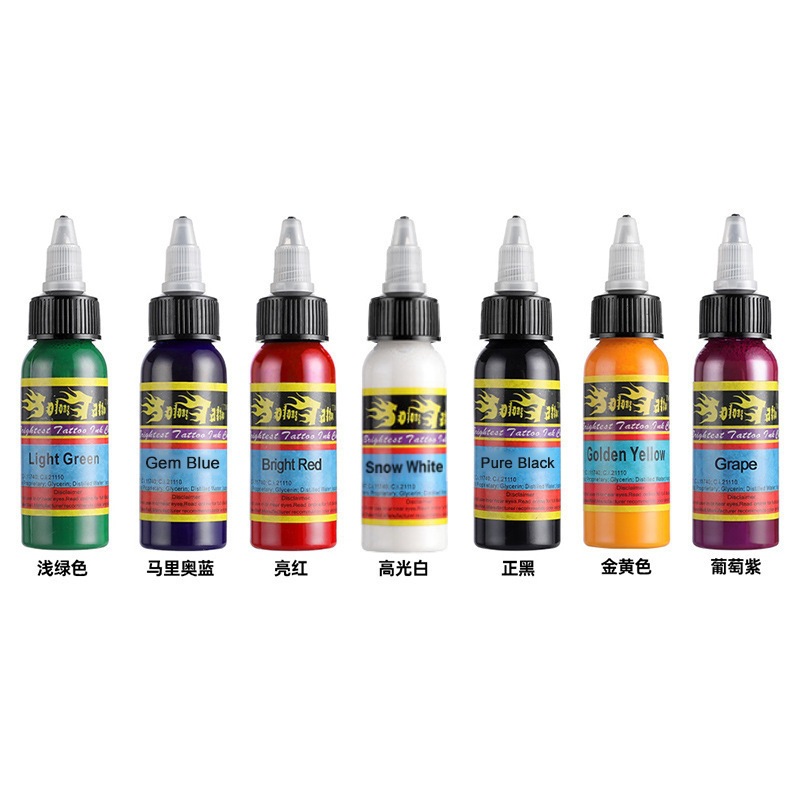 Bordado dragón tatuaje pigmento traje 30ml práctica color tatuaje pigmento 54 colores traje tatuaje tinta