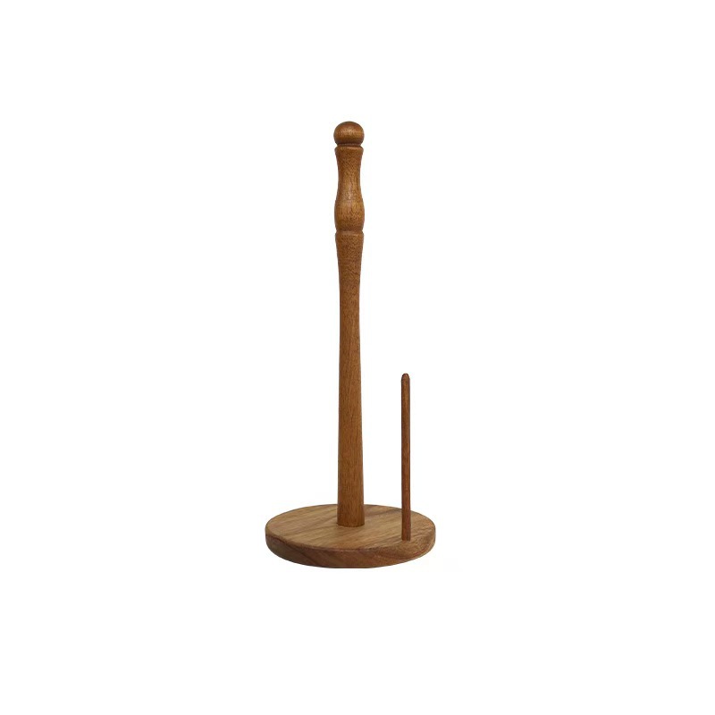 Soporte para toallas de cocina, toallitas perezosas de madera de acacia para el hogar, soporte de madera maciza, estante vertical de papel enrollado sin perforaciones creativo