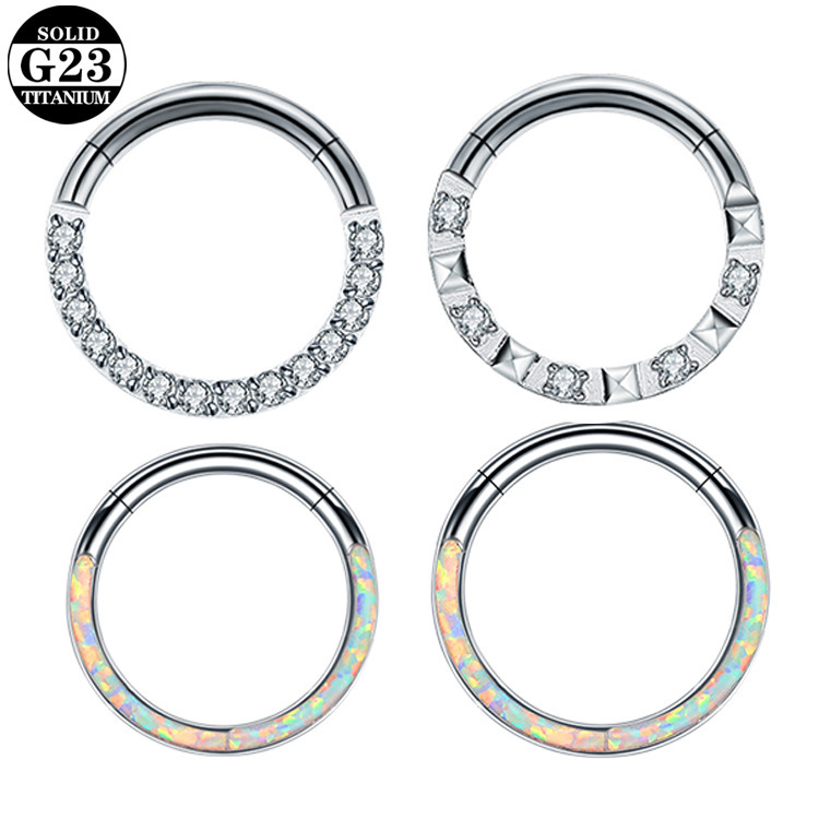 Zhenping European and American Cross-Border F136 Titanium Titanium Inlaid Zircon Nose Ring Nose Ring Titanium Alloy Closed Ring Piercing Jewelry