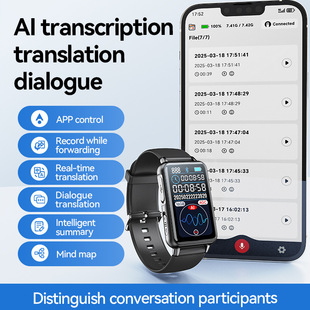 Cross-Border S18A-Ai Recorder Chatgpt Intelligent Transcription Translation Recorder App Controlled Recording Watch