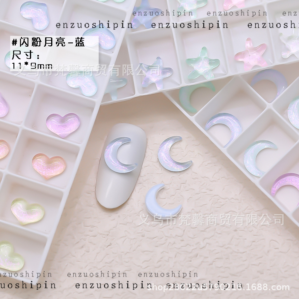 Mocha Love Moon Star Flat Crystal Diamond Aurora color estrella de cinco puntas nail Diamond nail Jewelry