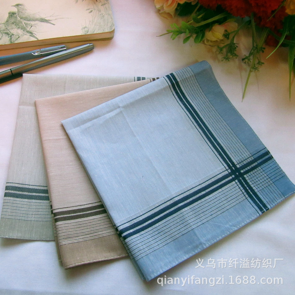 纯棉手帕42*42CM条纹缎边手帕经典怀旧老手帕15个花式-阿里巴巴