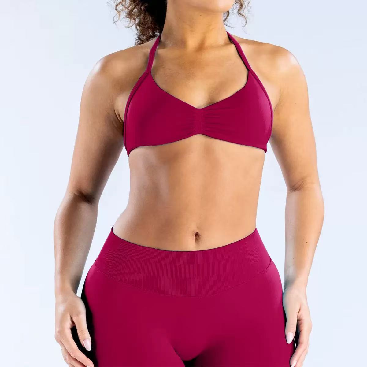 Bra deportivo de cuello colgante transfronterizo Europa y América nuevo entrenamiento físico ropa interior rápida secado yoga pequeño sujetador