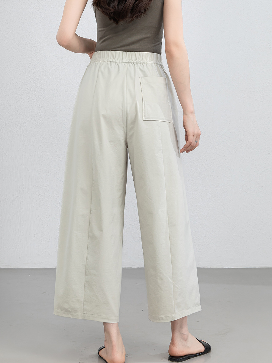 Quần culottes nữ ống rộng cạp cao dáng bong bóng, chất vải mỏng mùa hè, che hông tôn dáng — Hổ phách gừng