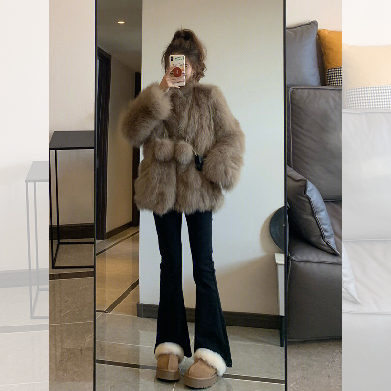 Faux fox fur Chanel style coat for women autumn and winter small thickened short fur integrated fur environmental protection fur