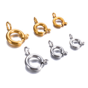 DIY jewelry stainless steel spring buckle slingshot buckle necklace bracelet round connection buckle jewelry accessories wholesale