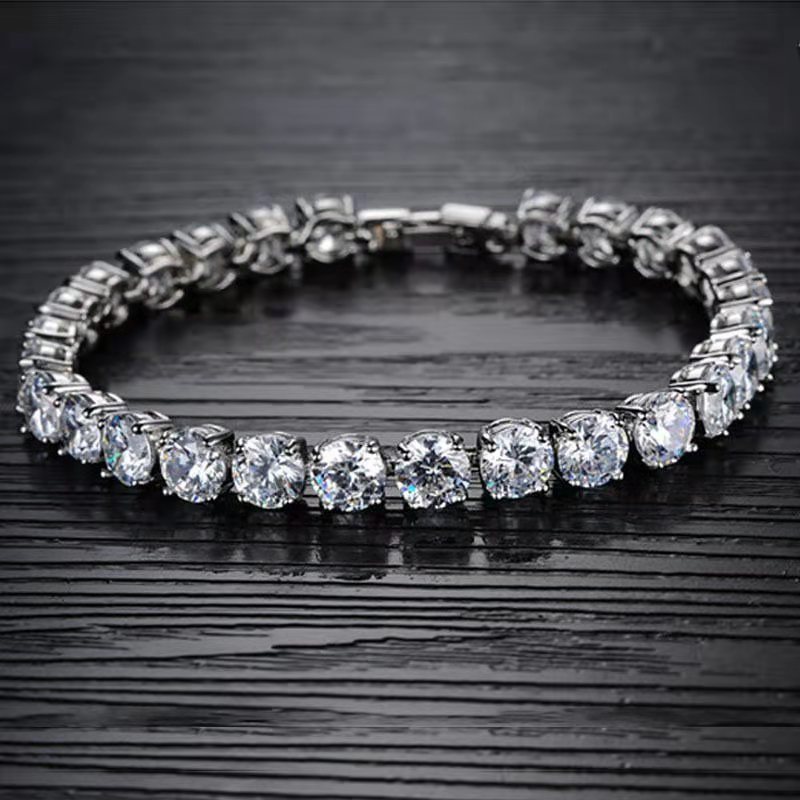 Internet Live Hot Sale Fire Color Full Diamond 3A Zircon Bracelet For Women Moissanite Men's Celebrity Same_voghion.com