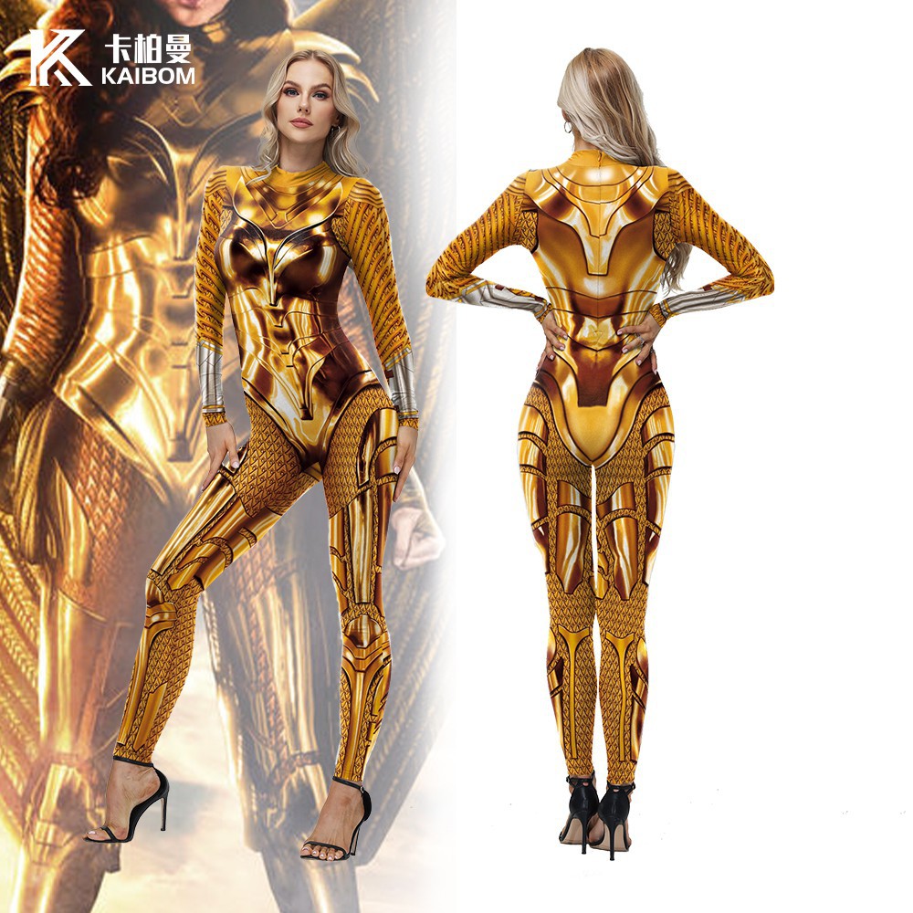 2025新款万圣节之夜神奇女侠黄金战甲cosplay舞台表演服连体衣