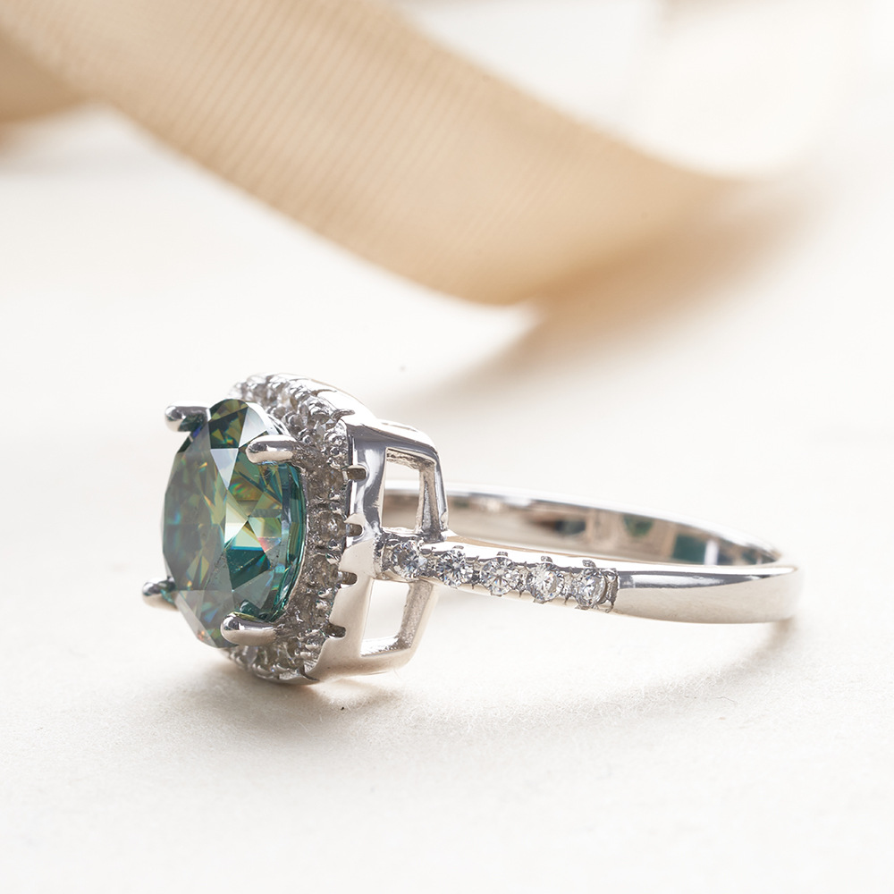 Anillo redondo de plata esterlina de 3 quilates de 9 mm certificados de comercio electrónico transfronterizo de ventas calientes anillo de compromiso europeo y americano