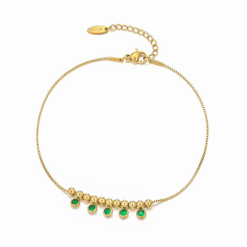 Xuping moda de acero inoxidable 14k incrustación de zircon verde nicho temperamento simple comercio exterior tobillaría transfronteriza mujer