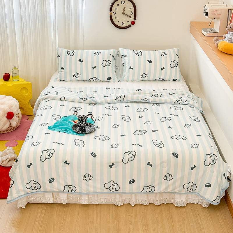 Colcha fresca de verano para niños de clase A, dormitorio de estudiantes, lavadora de aire acondicionado, colcha delgada de verano, núcleo cuatro