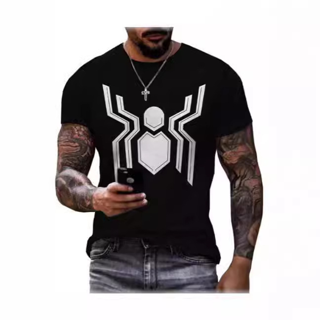 New Fashion Spiderman 3D Print T-Shirt Men's Casual Distinctive Short Sleeve Summer Outdoor Sports Shirt