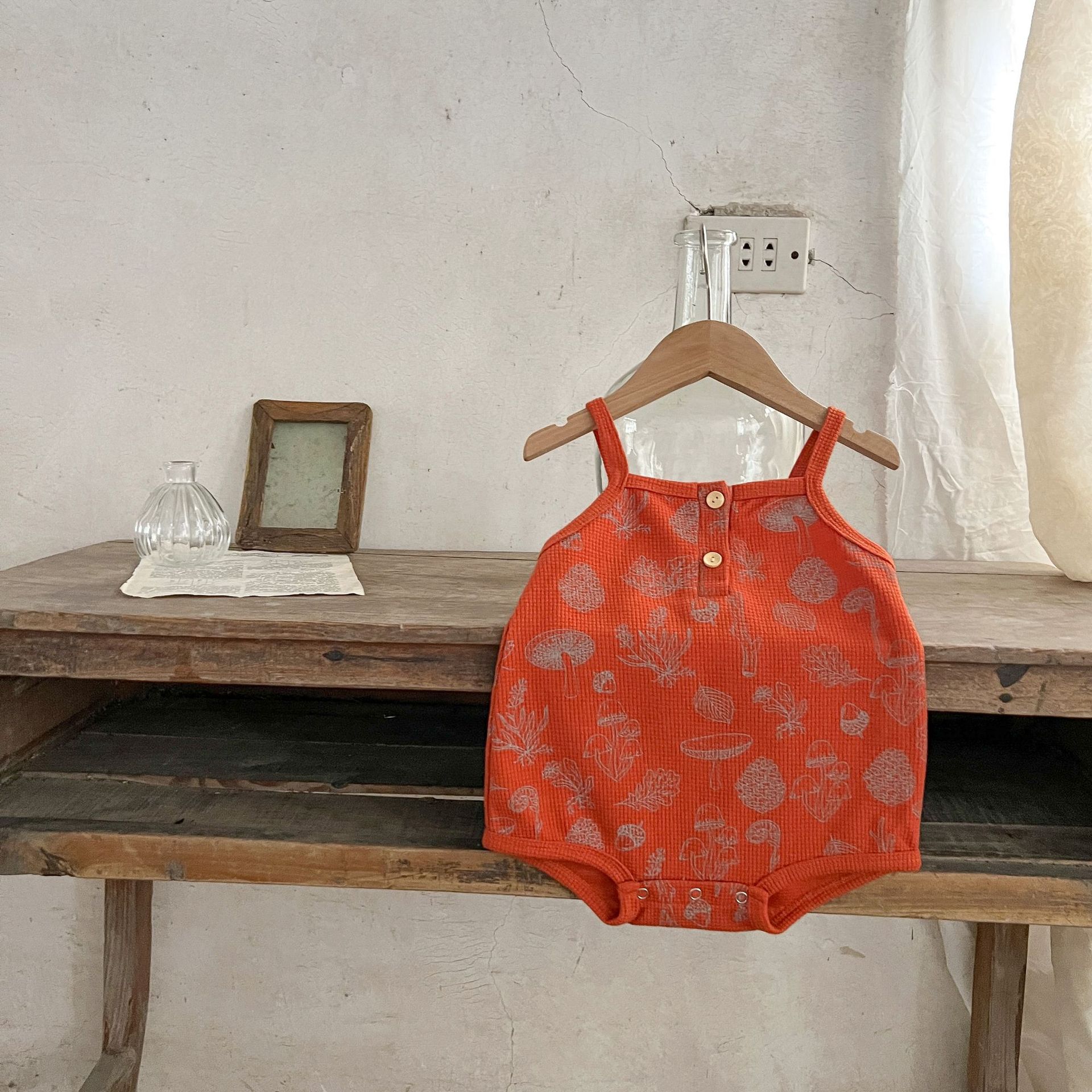 Estilo coreano verano niños y niñas bebé algodón dibujos animados impreso Correa mameluco ins recién nacido versátil suelta mameluco