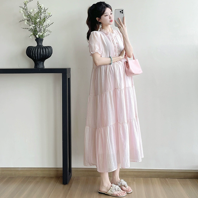 Summer fashionable fresh fitted brace for pregnant, dress, loose fit, plus size