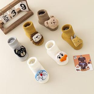 Baby Socks Spring and Summer Mid-Tube Male and Female Baby Double-Needle Cartoon Cute Loose Mouth Non-Slip Toddler Floor Cotton Socks