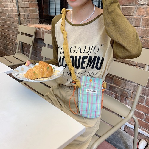 26225 Korean style small square plaid mobile phone crossbody bag mini small shoulder bag female mobile phone bag