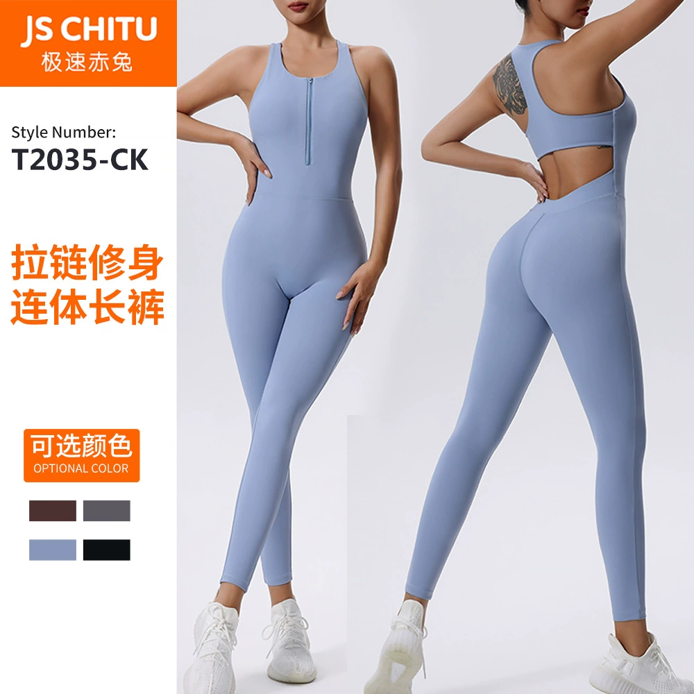 Европейская и американская цельная одежда на молнии, жилет для йоги, жилет без рукавов, спортивные цельные колготки для фитнеса, женский комбинезон, верхняя одежда