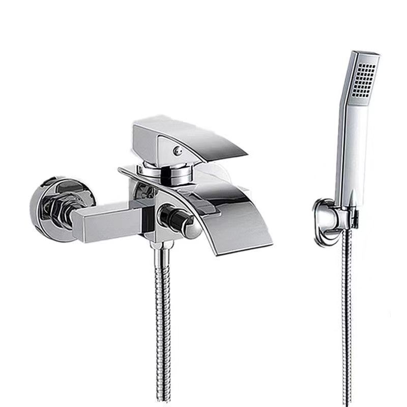 Copper main body foreign trade export bathroom bathtub triple faucet shower set simple shower thickened main body one piece hair