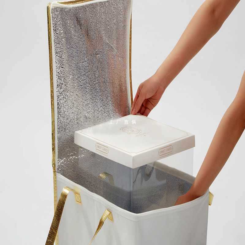 5IJO4寸6寸8寸10寸蛋糕保温袋 双层三层手提烘焙包装袋冷藏冰鲜铝