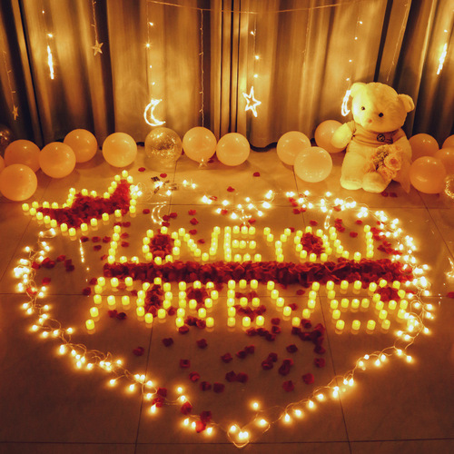 Chinese Valentine's Day Proposal Scene Layout Indoor Supplies Confession Confession Sentiment Romantic Birthday Electronic Candle Props Decoration
