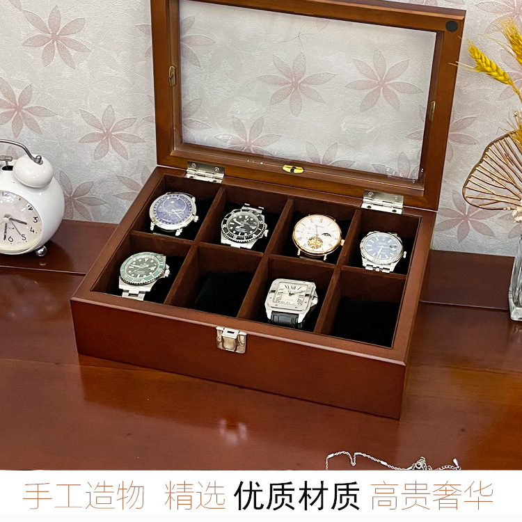 Solid Wood Watch Box Storage Box Wooden Jewelry Box Bracelet Collection Home Display Simple Watch Box Watch Collection