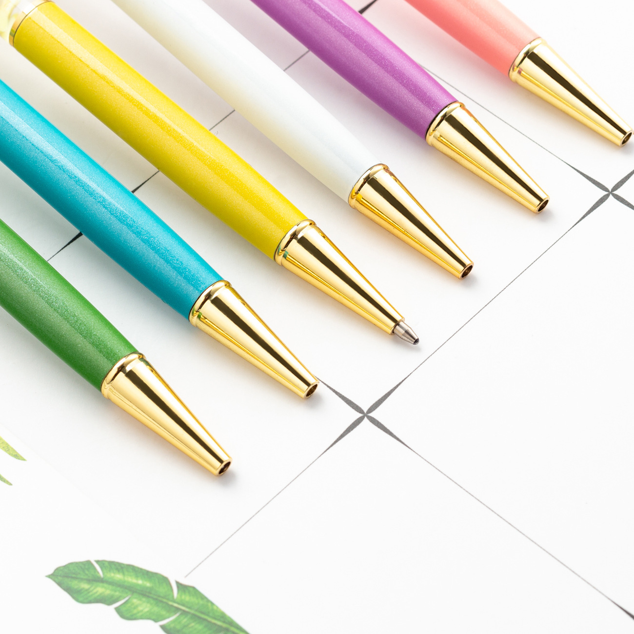 Pluma de cristal en forma de estrella de aceite, pluma de bola de firma de cristal creativa, regalo de cumpleaños, impresión de logotipo, pluma metálica
