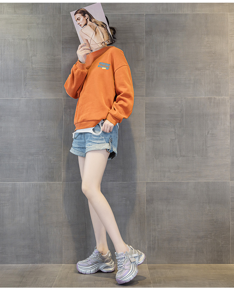 Giày sneaker chunky nữ đế dày độn cao bên trong phong cách thời trang mạng mới hè 2026 — M2831 màu tím, M2831 bạc, M 2831m màu chi tiết 10