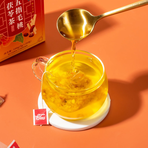 Nanjing Tongrentang five-fingered peach and tuckahoe tea five-fingered peach and barley tea substitute triangular bag tea bag with smilax