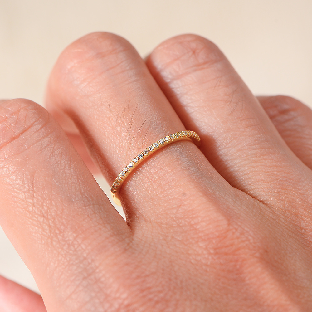 Set di anelli impilabili minimalisti con zirconi per donna_voghion.com