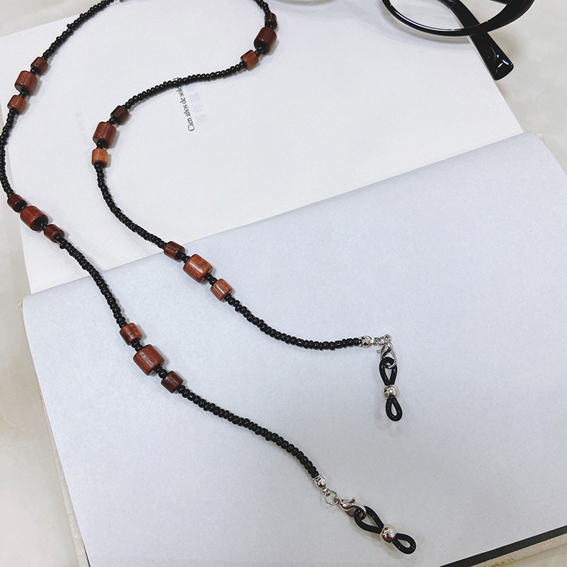 Vintage Long Wooden Beads Glasses Chain Glasses Rope Fashion Neck-hanging Glasses Lanyard Glasses Chain (Long Column Wooden Beads)