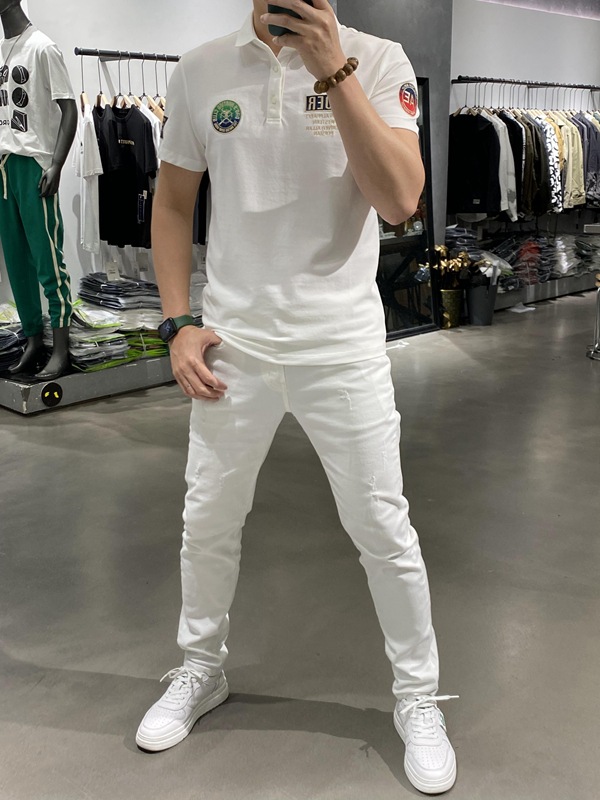 2024 Boys' Shirt with Polo Collar, Youth Thin Badge Embroidery, Academy Style, Short Sleeves, Instagram Summer_voghion.com