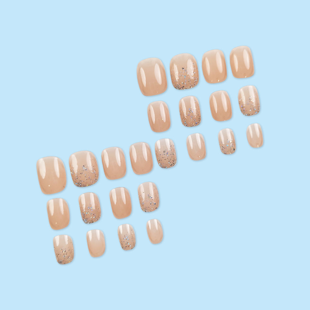 Desnudo pulverizado, brillante, transparente, clareador de uñas, simple, suave, viento, desgaste de uñas, 24 piezas, parche de uñas terminado image 4