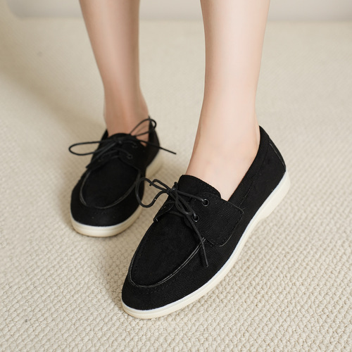 Women's Vintage British Style Bean Shoes for Spring and Autumn, Faux Fur Flat Round Toe Laced Ankle Boots