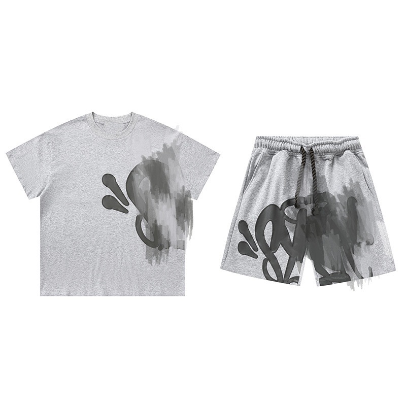 欧米式ヒップホップ発泡アルファベットプリント半袖tシャツ半ズボン男性夏潮牌レジャースポーツスーツ|undefined