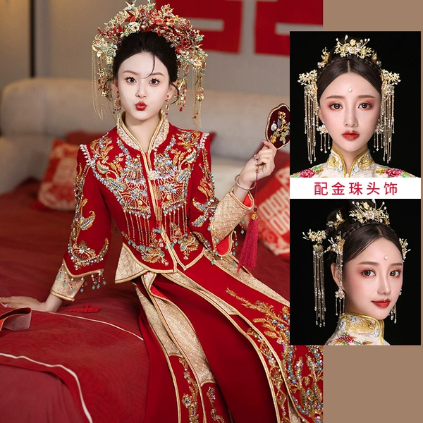 High-end bead embroidery (with gold bead headdress)