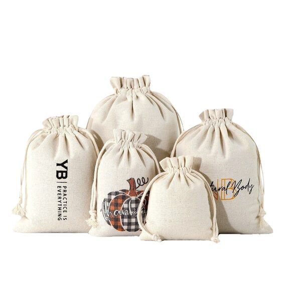 Cotton Bundle Pocket Drawstring Bag Packaging Storage Bag Cotton and Linen Bundle Pocket Hot Compress Bag Small Cloth Bag Cotton Bag