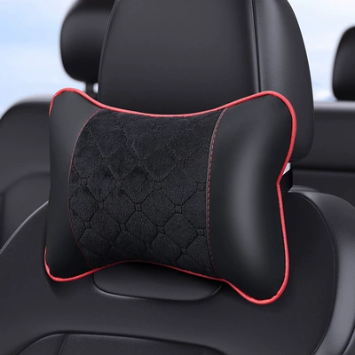 Headrest – Seat Cushion Headrest, Breathable Mesh - one-black-rhombus-with-red-edges-24996176