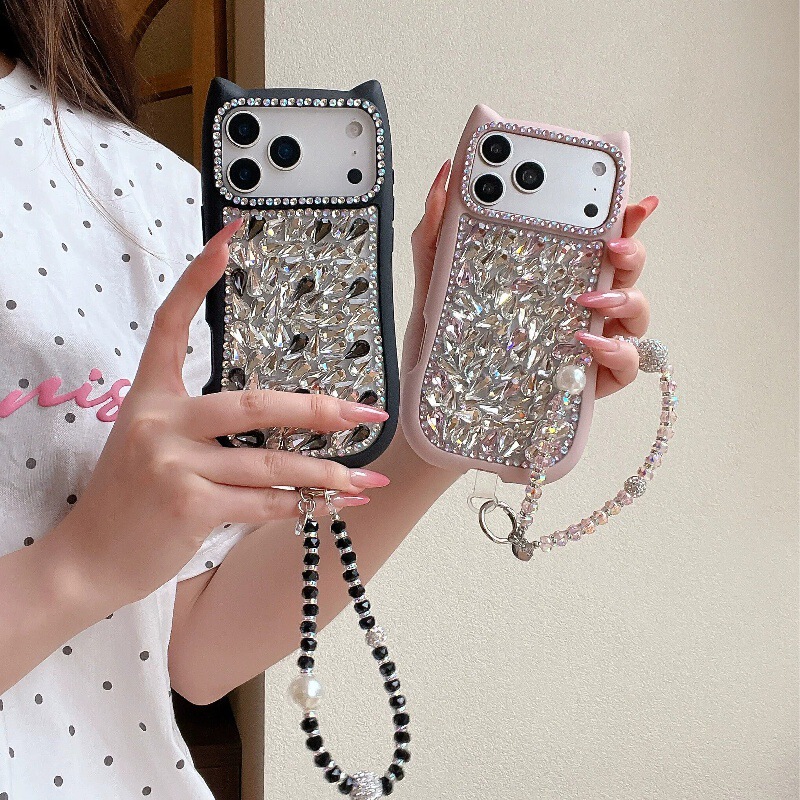 New Cat-Ear Rhinestone Goddess Phone Case Suitable for Apple 17 Pro Max, iPhone 16 Luxury Style, 15 Pro Shockproof New Cat-Ear Rhinestone Goddess Phone Case Suitable for Apple 17 Pro Max, iPhone 16 Luxury Style, 15 Pro Shockproof